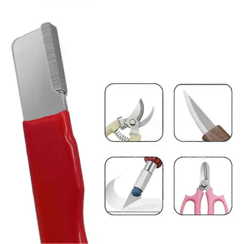 2pcs Mini Portable Sharpener With Lid Metal Pruning Sharpening Stone Multifunction Garden Shear Scissors 2