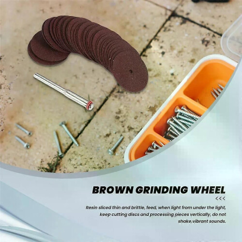 Set di 36 dischi da taglio e mole abrasive rotonde 25X6mm marroni per Dremel KL 1 1