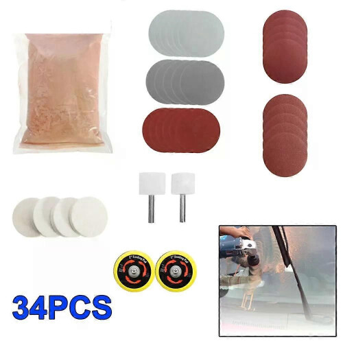 34pcs/set Auto Car Glass Polishing Kit Window Windscreen Windshield Scratch Remover Tool Waxing Polish 2