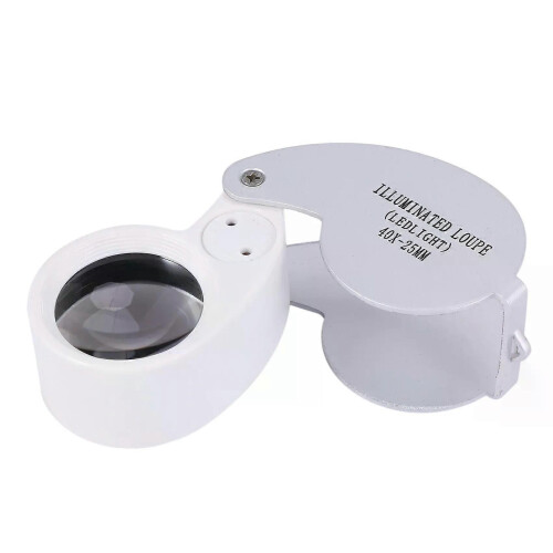 40 X 25 mm Glaslins Juvelerare Luppförstoring Med LED-Silver 1