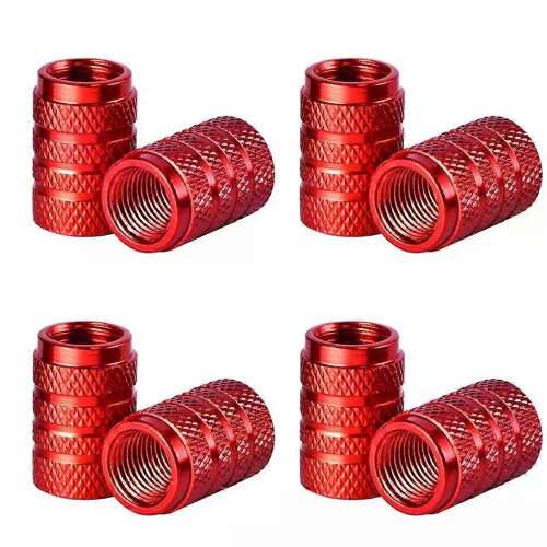 4 tapas para válvulas de neumáticos de coche, estilo moleteado, de aluminio 2