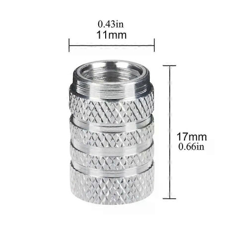 4 tapas para válvulas de neumáticos de coche, estilo moleteado, de aluminio 1