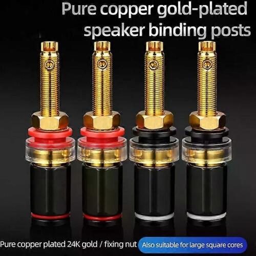4Pcs Hifi Speaker Terminal Binding Post Pure Copper Gold Plated Amplifier Connector Replacement For 1