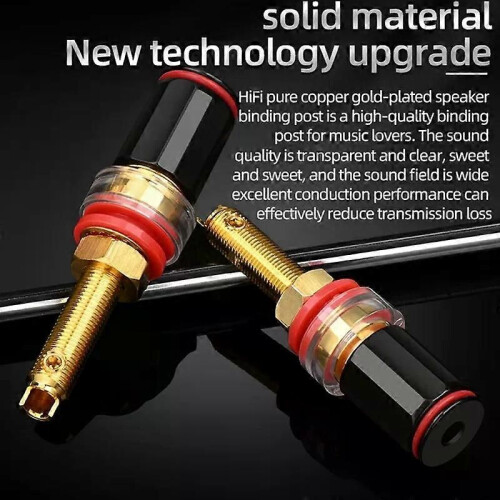 4Pcs Hifi Speaker Terminal Binding Post Pure Copper Gold Plated Amplifier Connector Replacement For 2