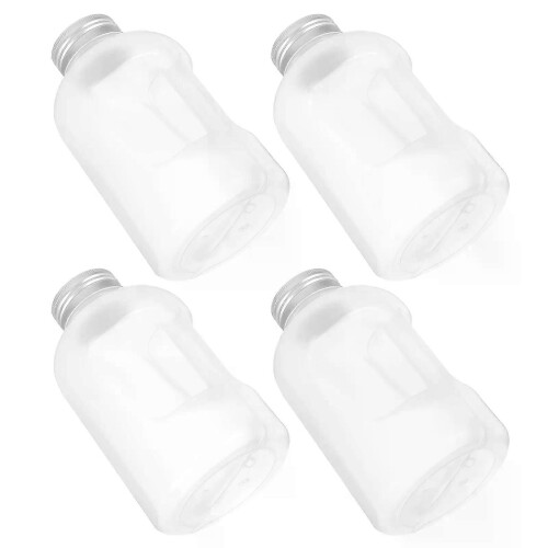 4 Stück eimerförmige Saftflasche, flache Flaschen, Getränkebehälter für Kühlschrank, durchsichtiger 1