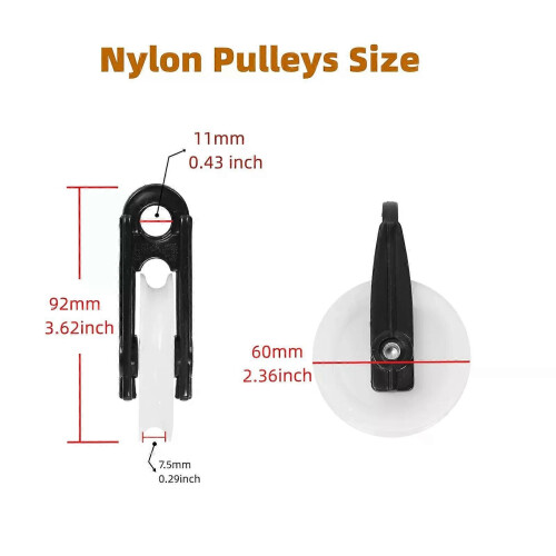 4 poleas de nailon para tendedero de exterior. 1