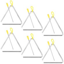 Set of 6 Triangle Musical Instruments, 5 Inch Silver Triangle Percussion with Beater for Kids and Adults