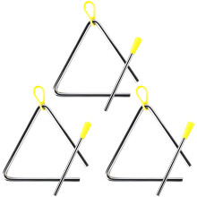 Triangle Musical Instruments Set of 3 for Children, 6.56 Inch Alloy Percussion Triangles with Rubber Grip Beater for Early Education