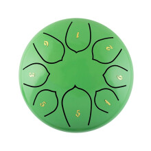 8/11 Tune Tongue Drum 6 Inch Green Steel Tongue Drum Kit with Drumsticks, Finger Cots, Bag, and Stand