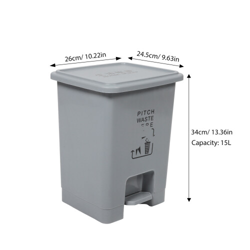 1set Waste Can Grey Pp Odor Isolation Home Office Use 1