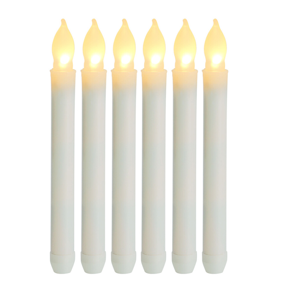 6pcs Electronic Candle Plastic Candle Light White Conical-image-OPC-PK7PPGN-NEW