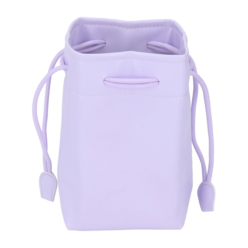 Pu Leather Drawstring Pouch Bag Portable Purple 8130196268259