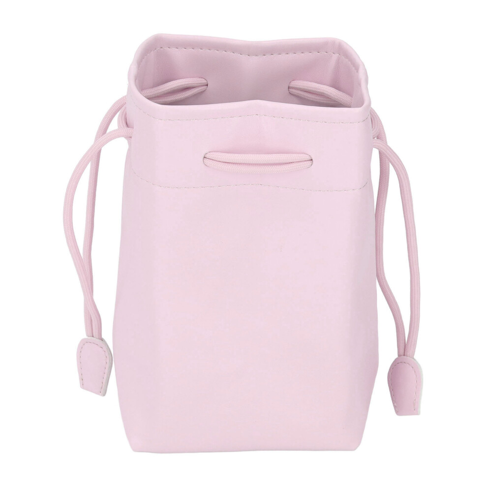 Pu Leather Drawstring Pouch Bag Portable Pink 8130196268273