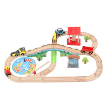 Wooden Train Tracks Set Simulation City Train Set