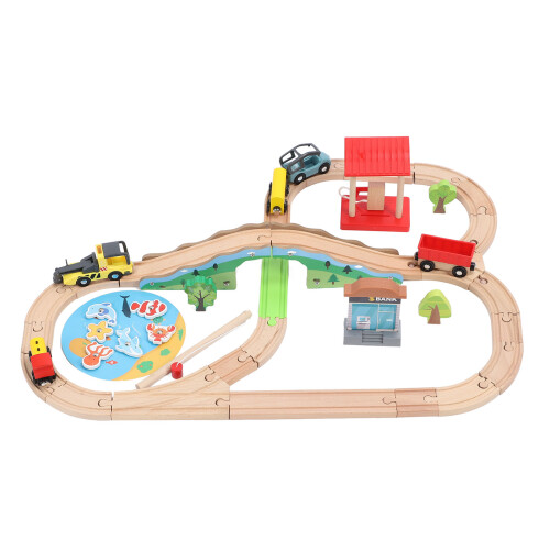 Wooden Train Tracks Set Simulation City Train Set