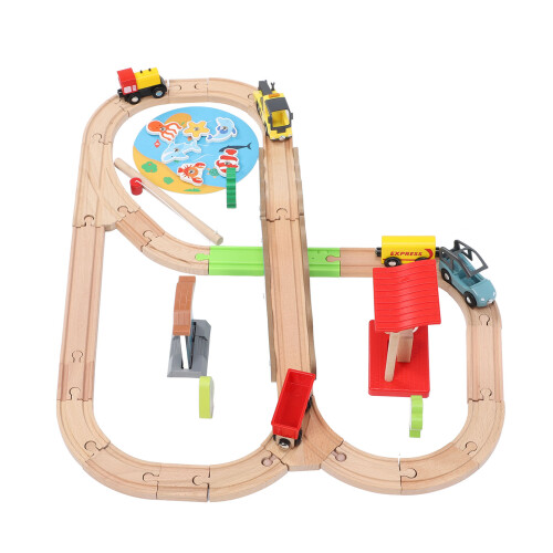 Wooden Train Tracks Set Simulation City Train Set 1