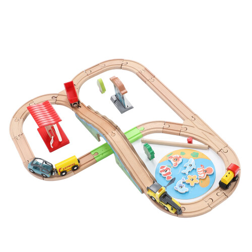 Wooden Train Tracks Set Simulation City Train Set 2