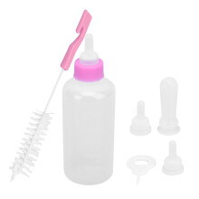 Haustierfütterungsflasche mit austauschbarer Silikon-Schnullervorrichtung - Pink, 10,9 x 3,5 cm