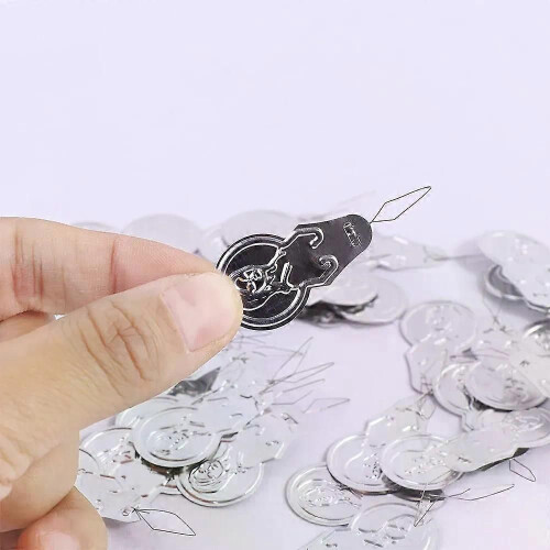 50 Pcs Needle Threaders New Sliver Bow Wire Hand Machine Sewing Stitch Insertion Tool Needle Threader 2