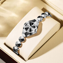 (White steel - black surface) Ladies' waterproof, versatile, niche, high-end, exquisite bracelet, fashionable, ins style, light luxury quartz watch