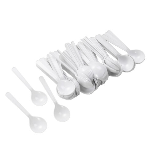 Raindrops Plastic Spoons White 88pcs 5.6in Round Head Design