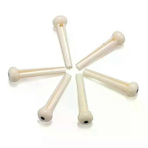 6 gitarrbrostift + sadel + brosadel Bone / Bone Akustisk gitarr vit 2