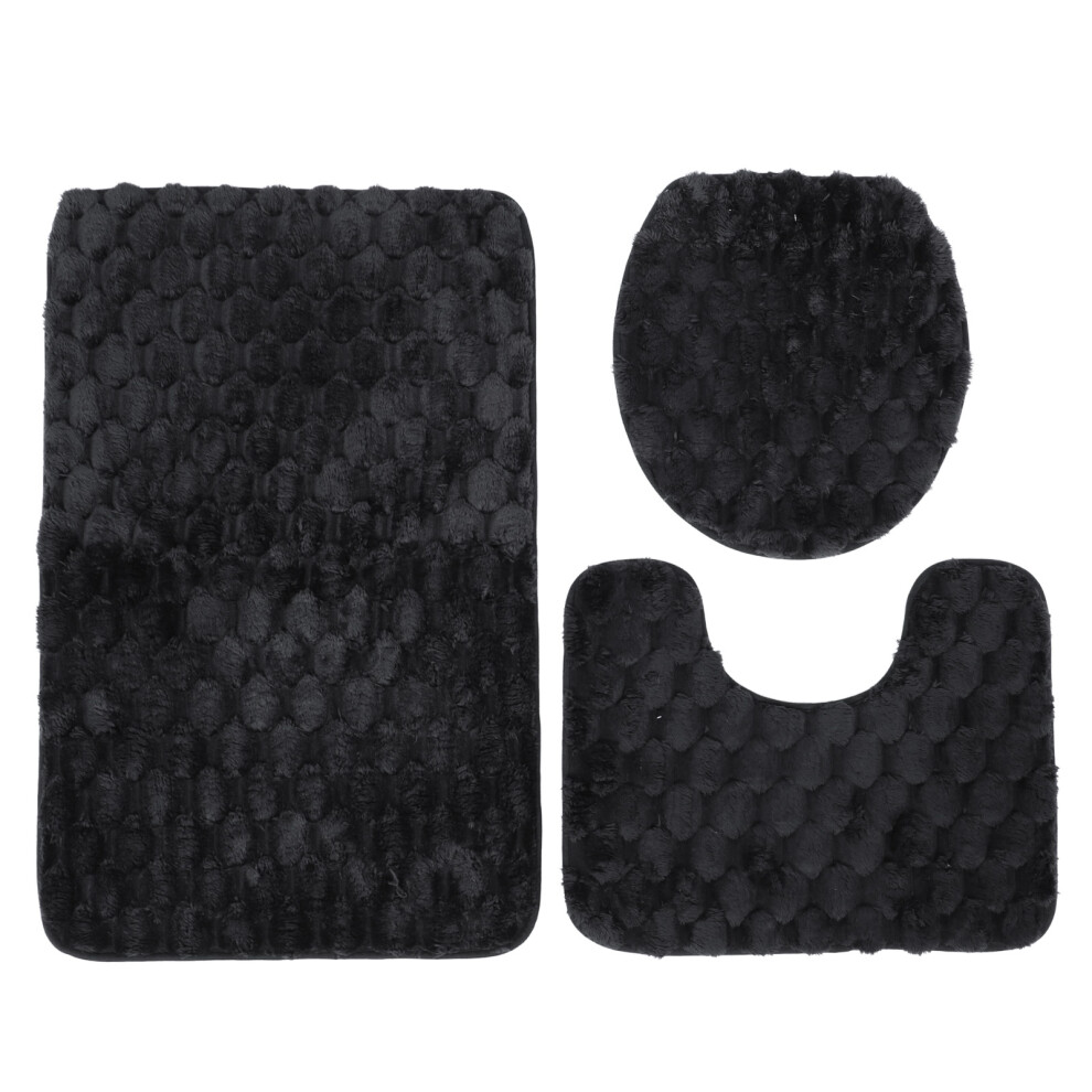 Toilet Training Soft Rug Set With Toilet Cover Mat Black