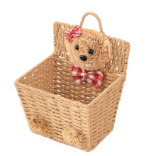 Khaki Wicker Woven Basket Hanging Organizer for Home Storage