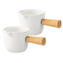 2St Mini Melkkan Wit Keramiek, Voor Koffie En Sausserveren