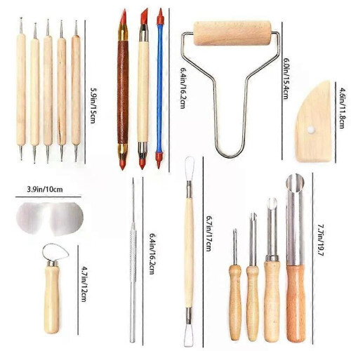 61PCS Ceramic Clay Tools Set Polymer Clay Tools Pottery Tools Set Wooden Pottery Sculpting Clay Cleaning 2