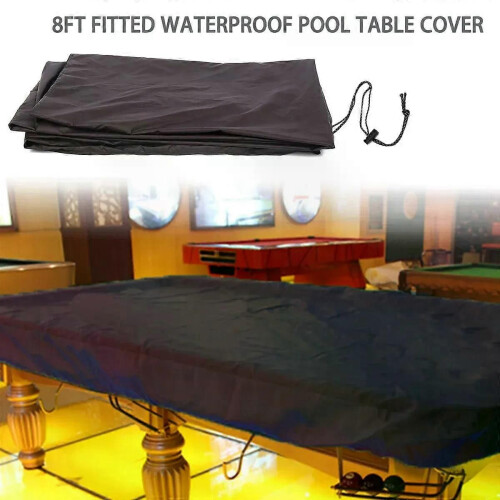 8Ft Billiard Pool Table Cover with Drawstring Durable Waterproof Table Cover for Rectangle Table Black 2