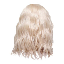 Partial Golden Medium Length Curly Wig for Women with High-temperature Silk Rose Mesh