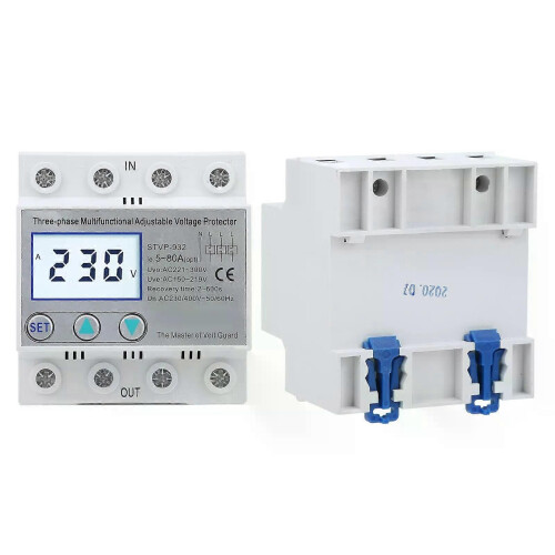 Protector de voltaje ajustable trifásico LCD multifuncional con restablecimiento automático STVP932 2