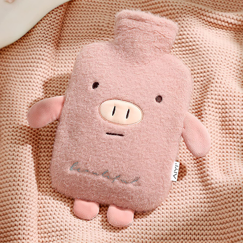 Hot Water Bottle Large 1000ml with Soft Cover, Cuddly Animal Design for Pain Relief, Stomach Back Legs Comfort