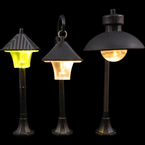 6Pcs Black ABS Mini Street Light Model for Tiny House Decor DIY Scene 2