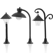 6Pcs Black ABS Mini Street Light Model for Tiny House Decor DIY Scene