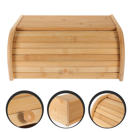 Bread Storage Container Wood Design For Kitchen Use 1pc 2