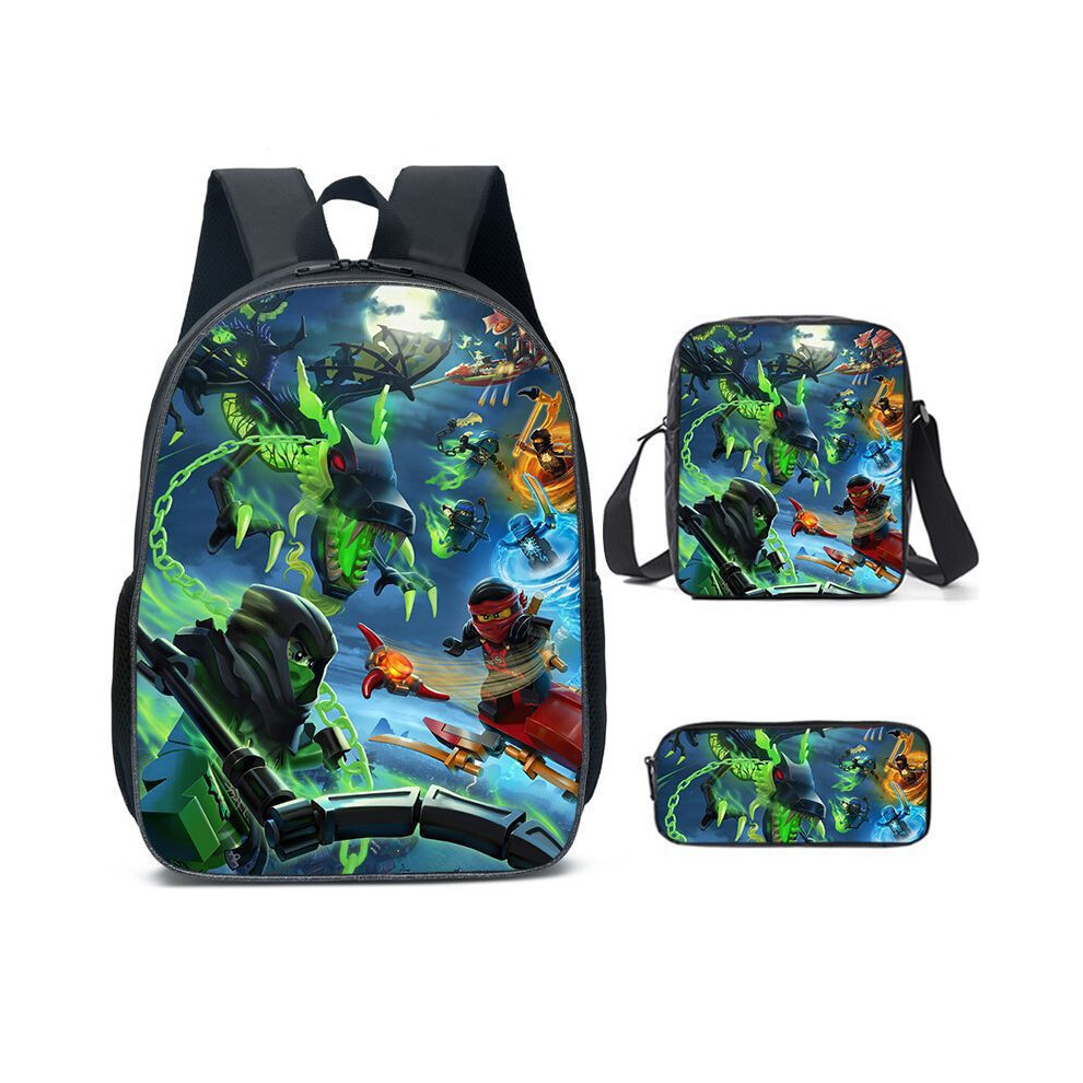 (9, åè©å) Original Factory Direct LEGO Ninjago 17-Inch Large-Capacity Lightweight Polyester Backpack Set â Ergonomic School Rucksack for Kids (-image-OPC-PK7SKW2-NEW