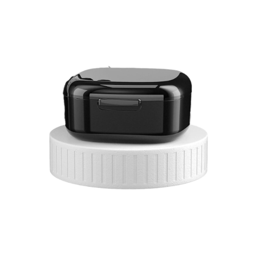 Black Portable Denture Storage Box With Strainer, Pp Plastic Container For Dental Appliances And Accessories