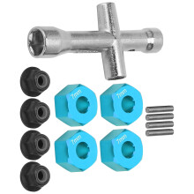 12mm RC-Rad-Hex-Adapter-Set mit Sicherungsmuttern, Blau, 7mm dick