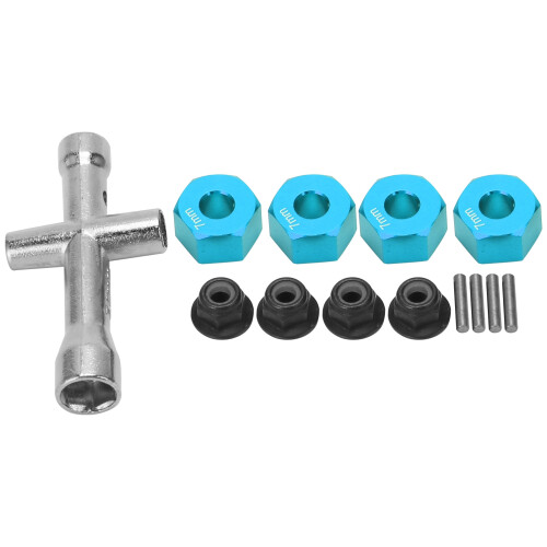 12mm RC-Rad-Hex-Adapter-Set mit Sicherungsmuttern, Blau, 7mm dick 1