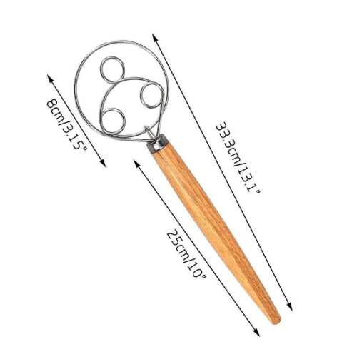 Wooden Handle Whisk Flour Coil Stirrer Egg-Beater Stick Kitchen Baking Tool 2