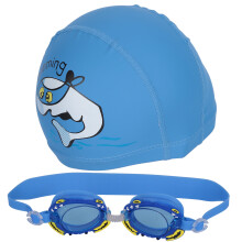 Kinder-Anti-Leck-Schwimmbrille mit blauer Krabben-Design und verstellbarer Nasenbrücke