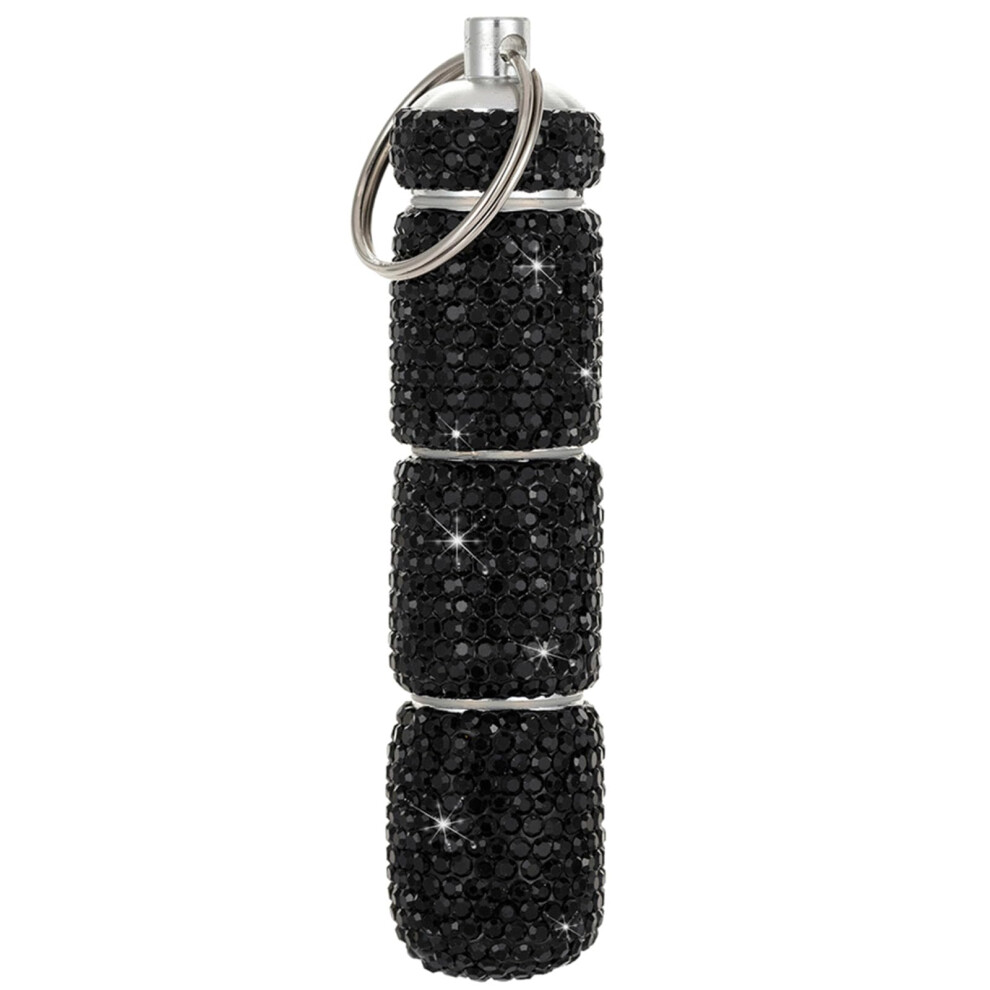 Black Small Pill Box Keychain Aluminum Portable For Wallet Pill Holder Travel Size