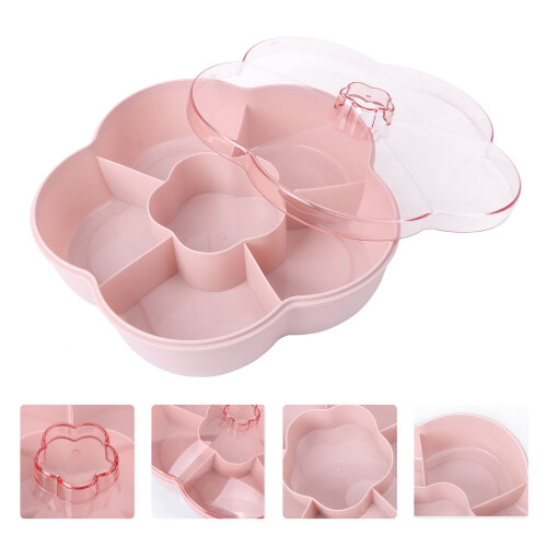 1Pc Pink Petal-Shaped Creative Fruit Plate Candy Storage Box 2