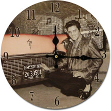 (Coffee) Minimally Retro Elvis Presley Patterned Wall Clock For Home Decor Bedroom And