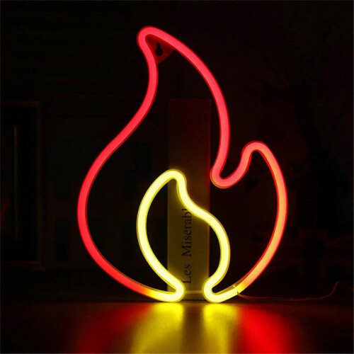 Flame Neon Sign, Neon Lights for Wall Decor, USB Battery Powered Neon Wall Light