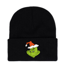 (Style10)The Grinch Print Muster Strickmütze Herbst Winter Warmhalten Mütze Mode Geschenk