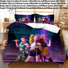 (Black, Single(135x200cm)) Kpop Demon Hunters Digital Print Duvet Cover Pillowcase Set Bedding Bedroom