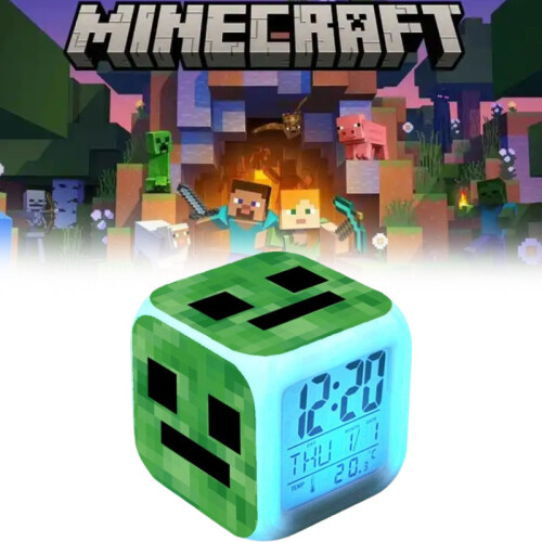 Changing Minecraft Colourful Alarm Clock With Lcd Screen Calendar Home Use For 2